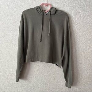 Pink Victoria’s Secret Gray Drab Green Mesh Hoodie Cropped Size XS
